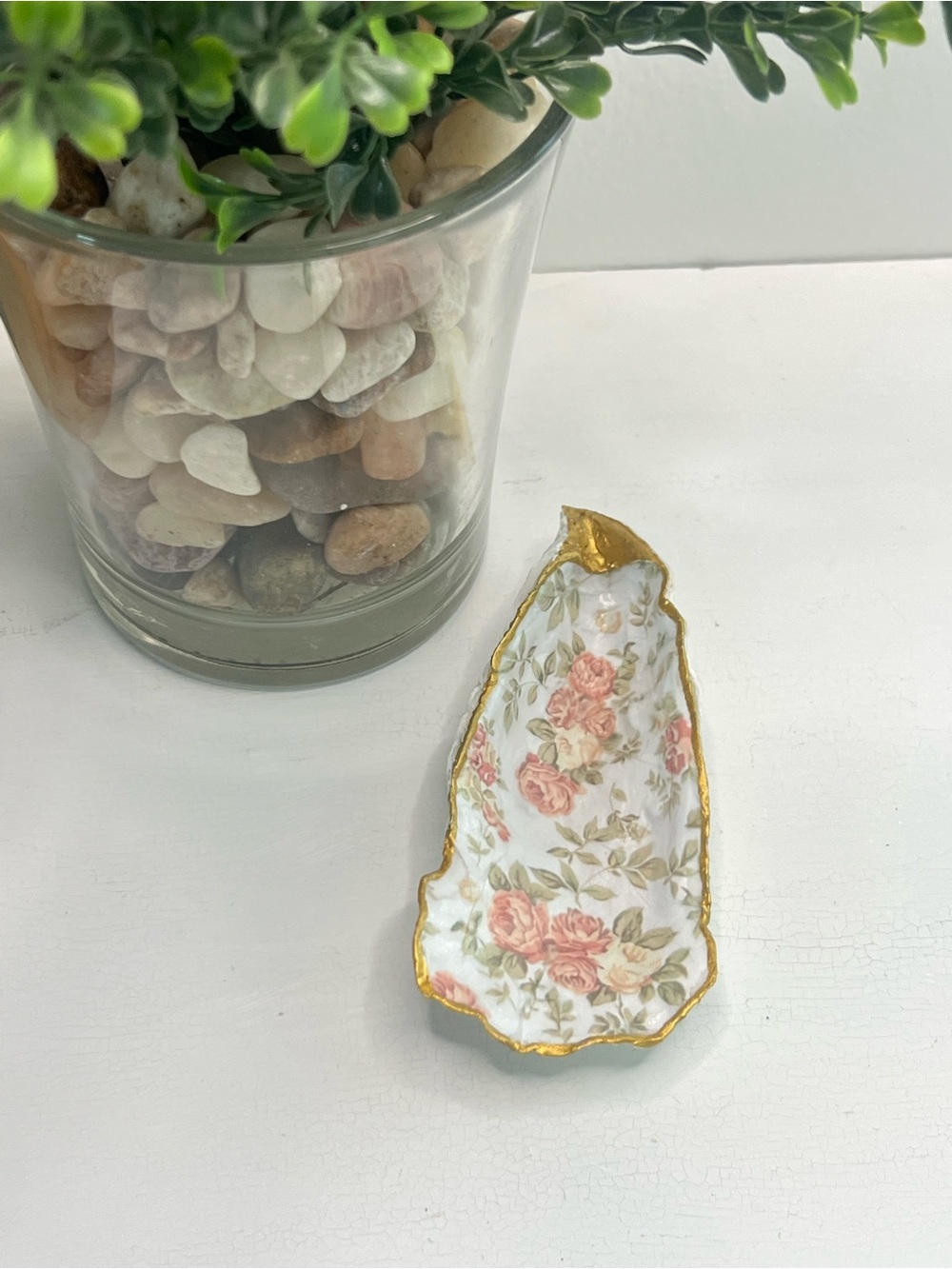 Vintage Style Roses Oyster Shell Dish